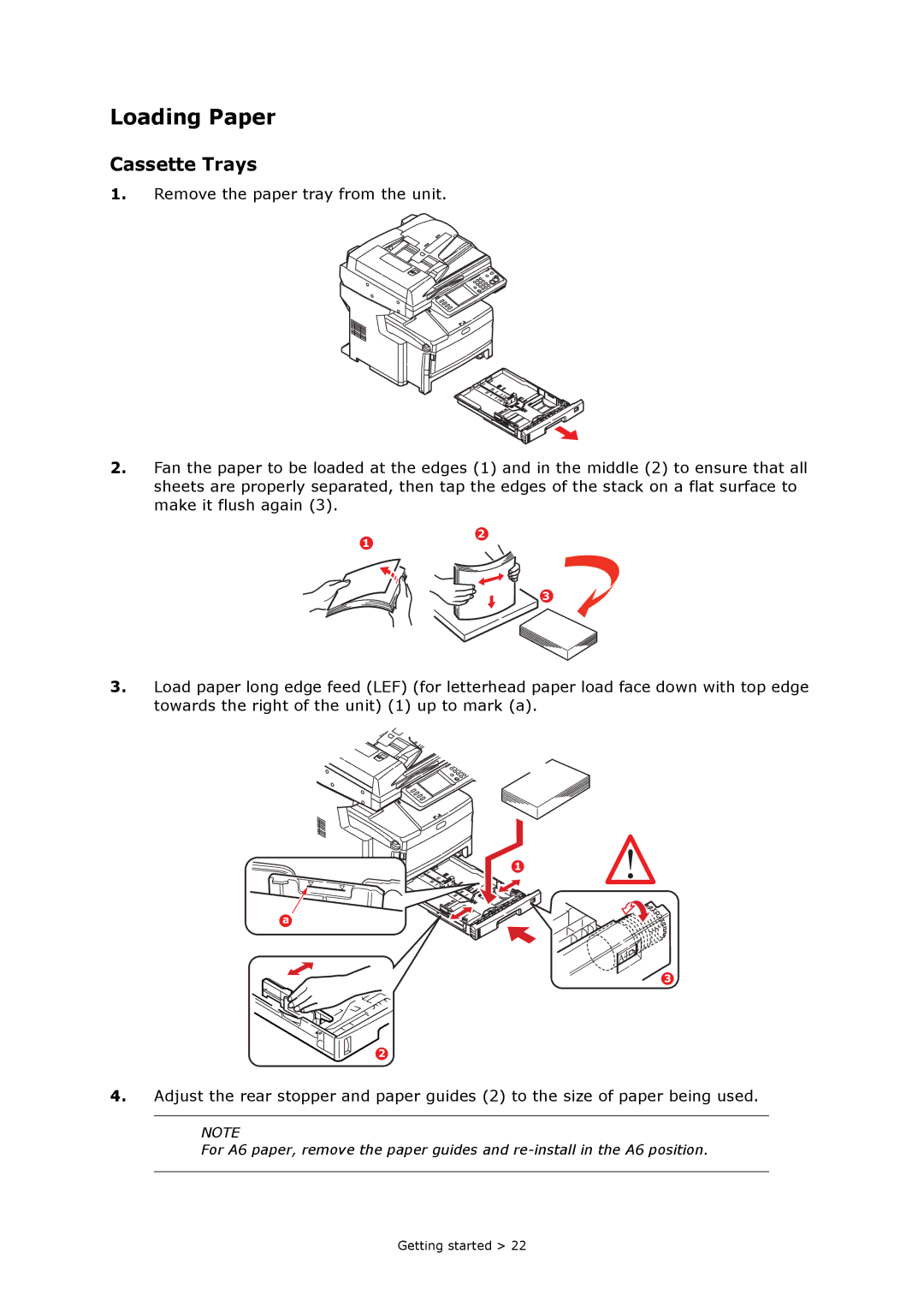 Oki MC860n MFP manual Loading Paper 