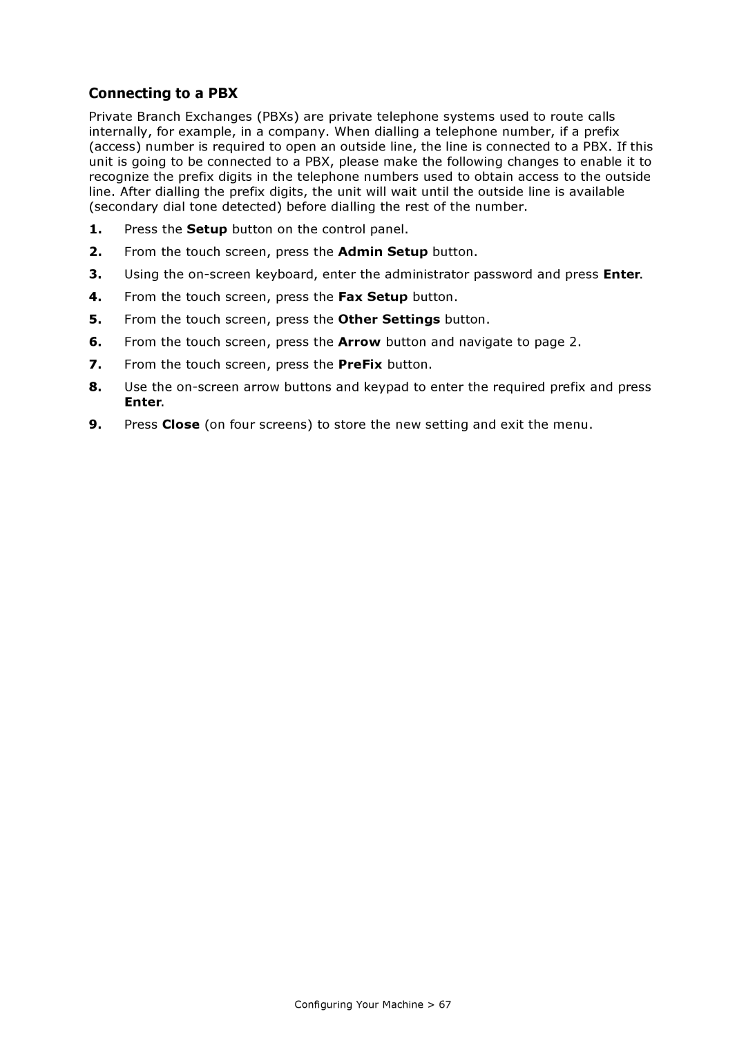 Oki MC860n MFP manual Connecting to a PBX 