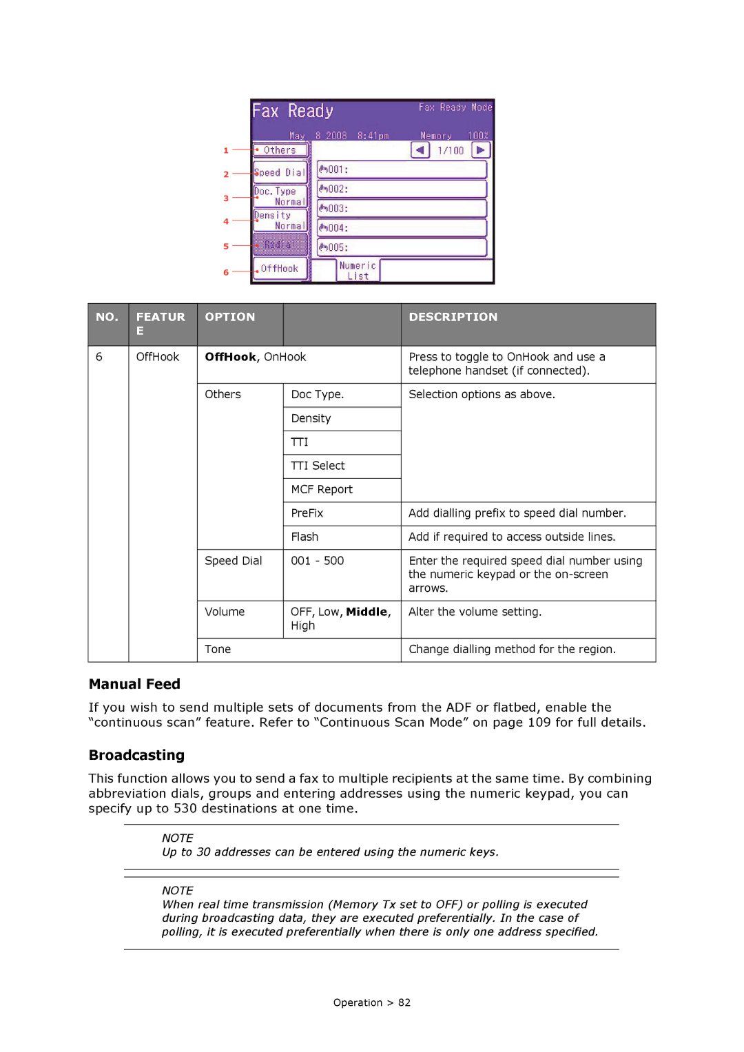 Oki MC860n MFP manual Manual Feed, Broadcasting 