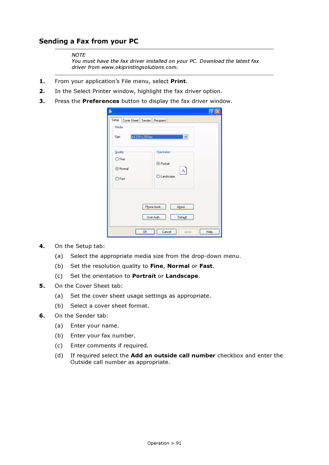 Oki MC860n MFP manual Sending a Fax from your PC 