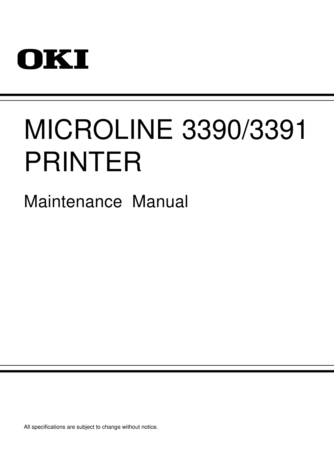 Oki 3391, Microline Printer, 3390 specifications 