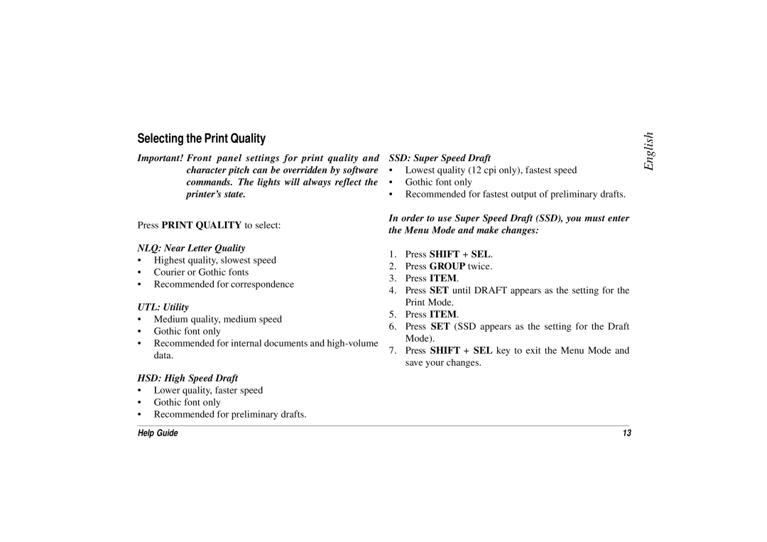 Oki ML3321, ML3320 manual Selecting the Print Quality, UTL Utility 