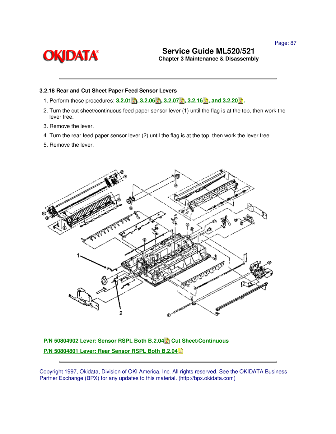 Oki ML520, ML521 manual Perform these procedures 3.2.01 , 3.2.06 , 3.2.07 , 3.2.16 