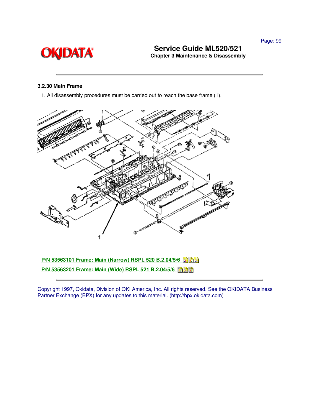 Oki ML521, ML520 manual Maintenance & Disassembly Main Frame 