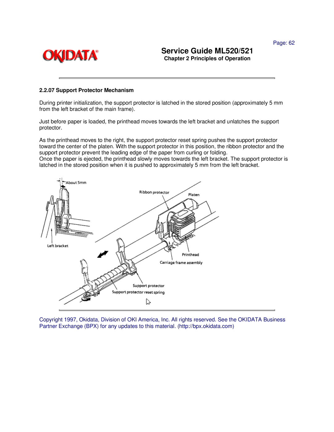 Oki ML520, ML521 manual Principles of Operation Support Protector Mechanism 