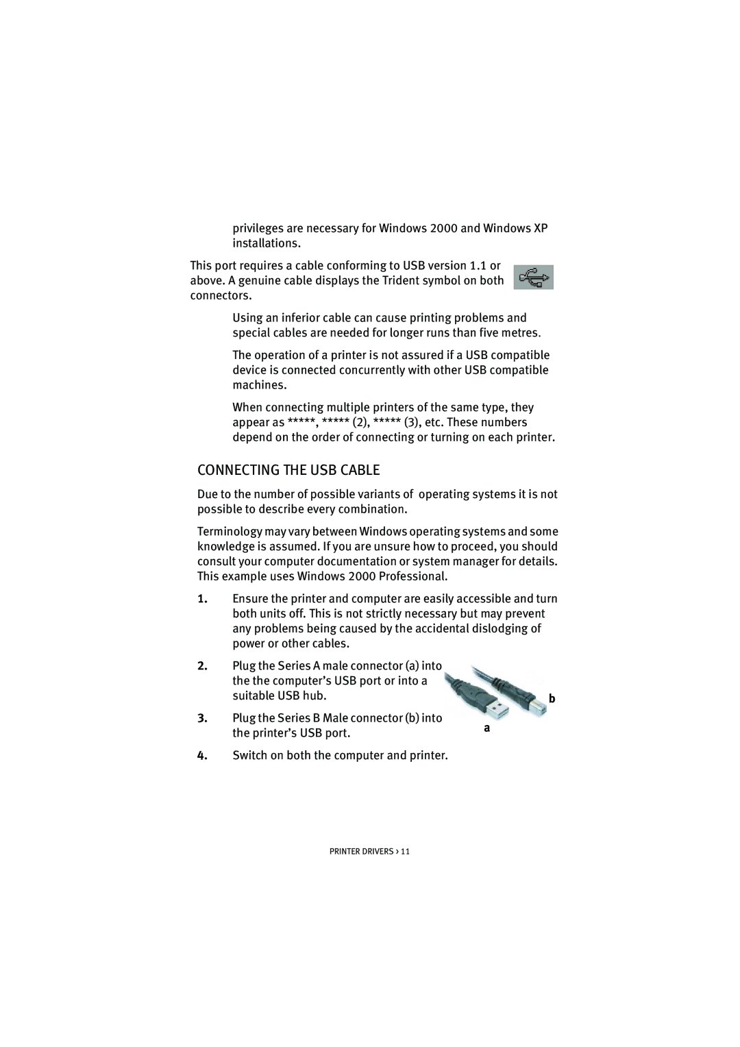 Oki ML5520, ML5521 manual Connecting the USB Cable, Printer’s USB port 