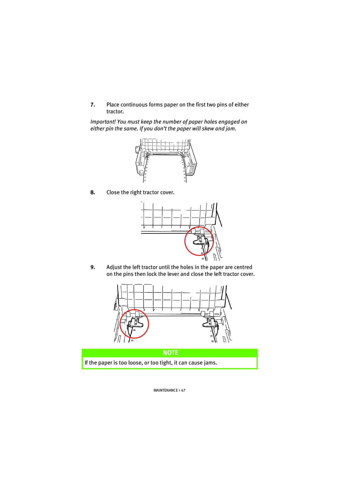 Oki ML5520, ML5521 manual If the paper is too loose, or too tight, it can cause jams 