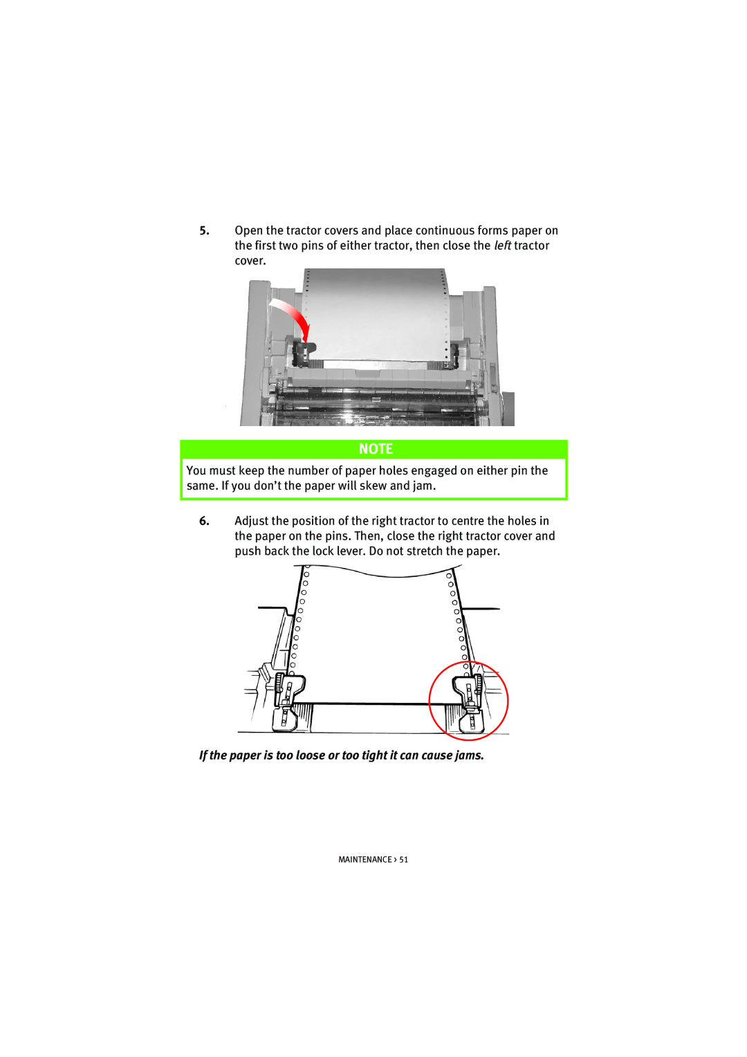 Oki ML5520, ML5521 manual If the paper is too loose or too tight it can cause jams 