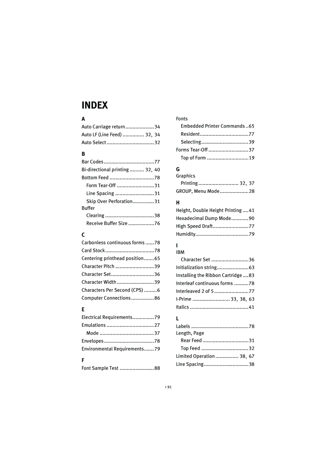 Oki ML5520, ML5521 manual Index, Buffer 