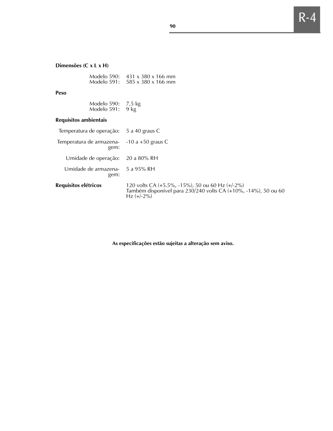 Oki ML590 manual Dimensões C x L x H, Requisitos ambientais, Requisitos elétricos 