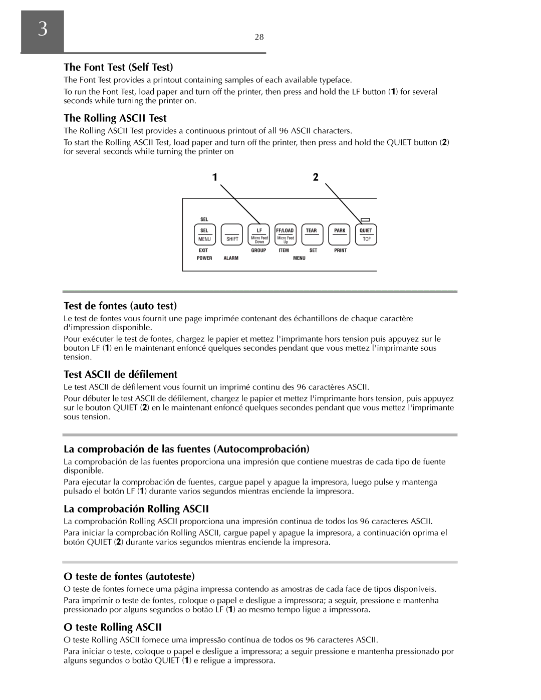 Oki ML590 Font Test Self Test, Rolling Ascii Test, Test de fontes auto test, Test Ascii de défilement, Teste Rolling Ascii 