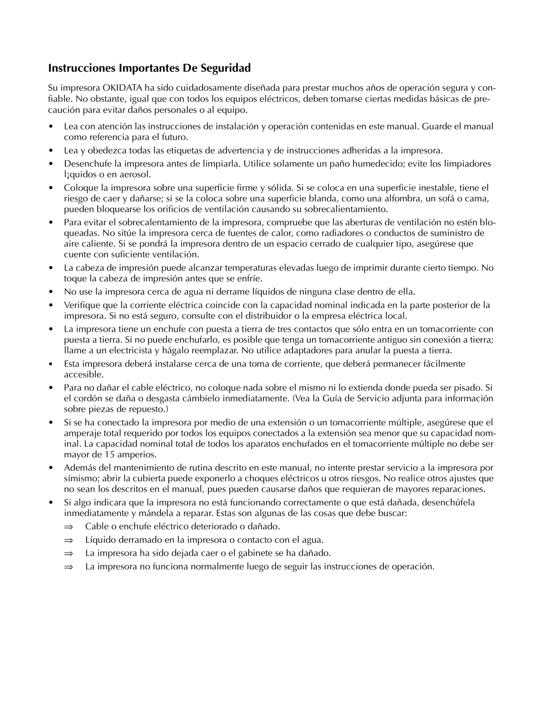 Oki ML590 manual Instrucciones Importantes De Seguridad 