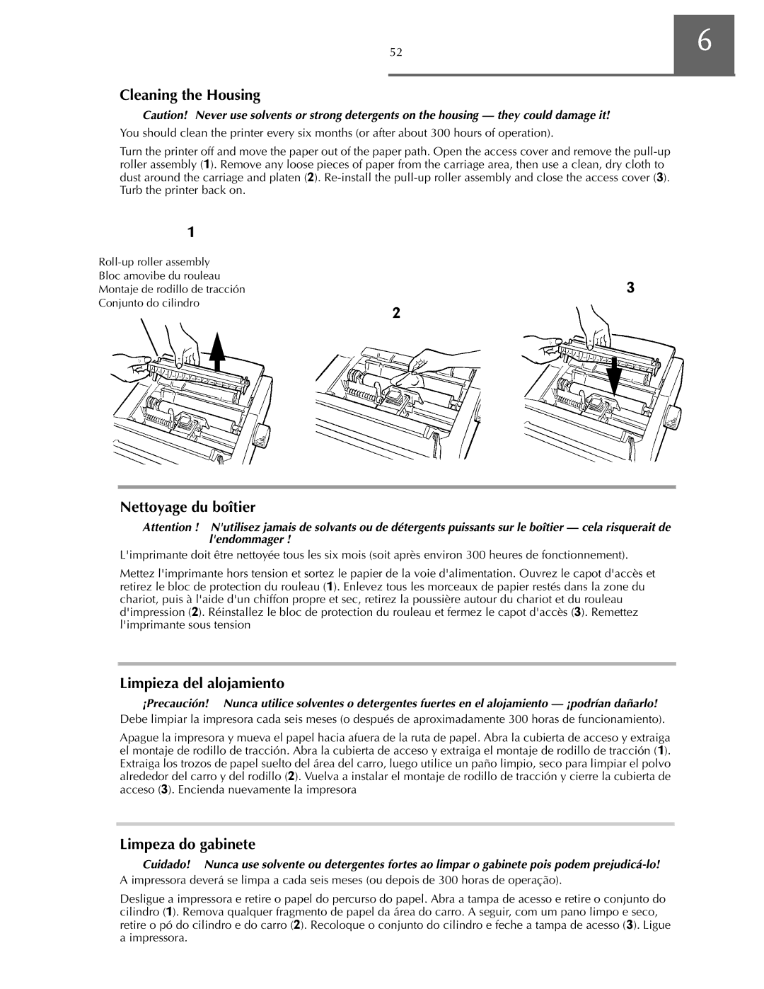 Oki ML590 manual Nettoyage du boîtier, 5E ˆ 