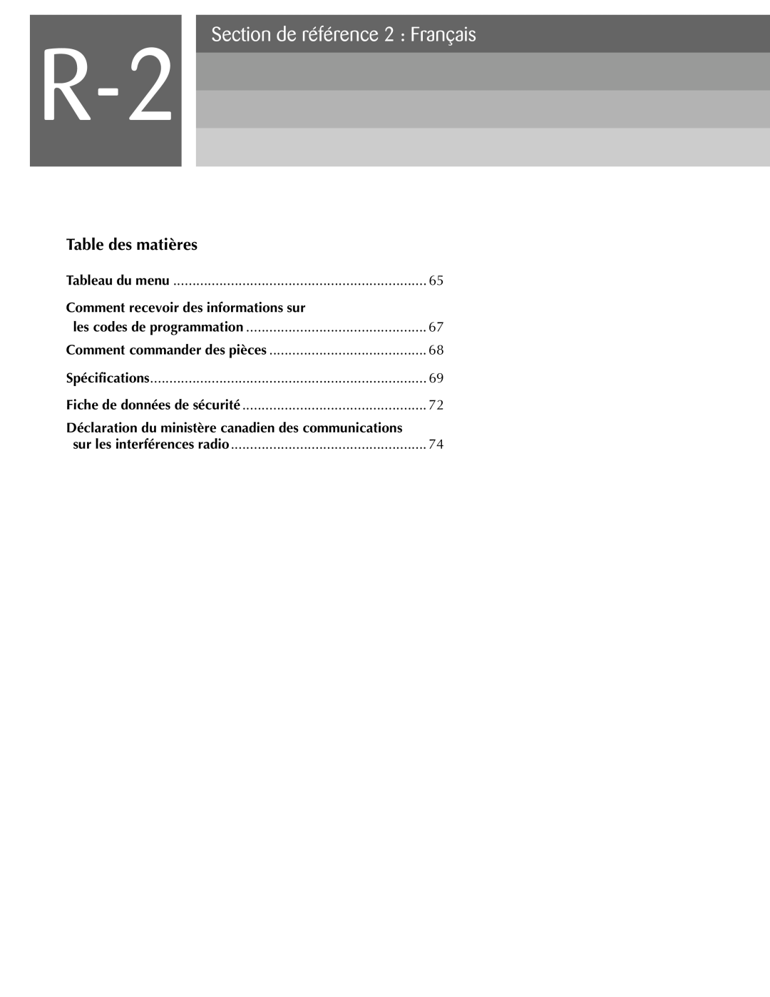 Oki ML590 manual Section de référence 2 Français, Table des matières, Déclaration du ministère canadien des communications 