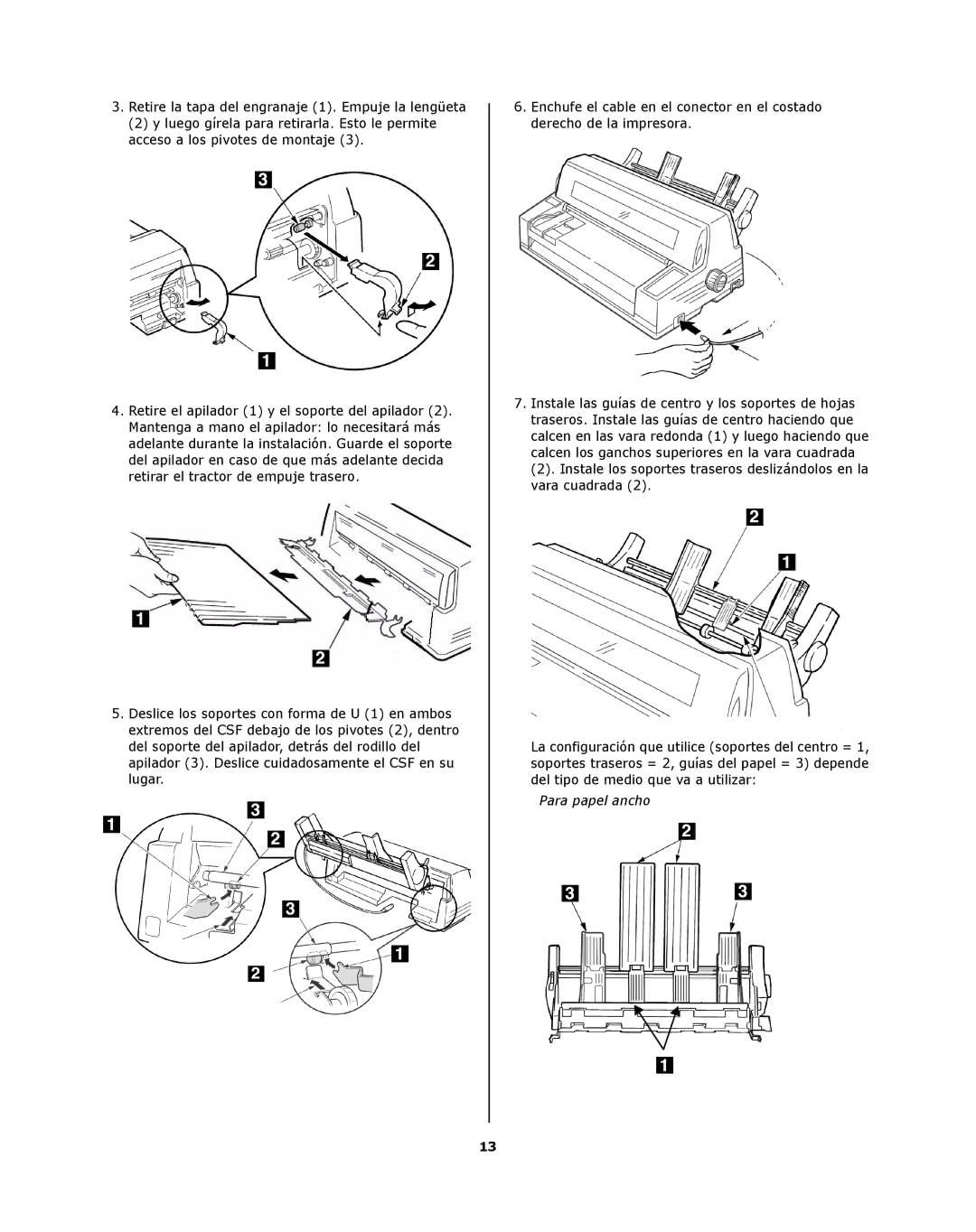 Oki ML8810n installation instructions Retire la tapa del engranaje 1. Empuje la lengüeta 