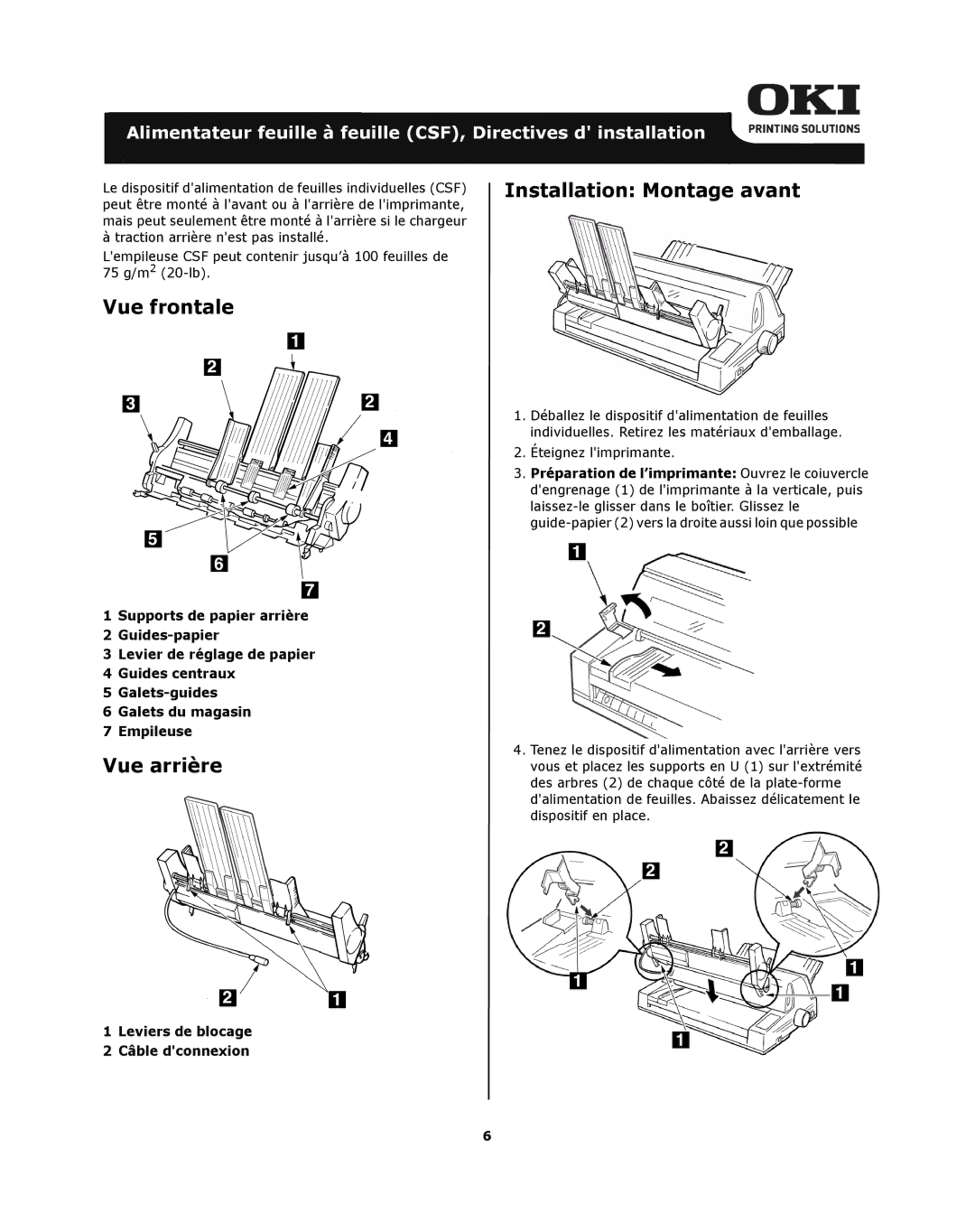 Oki ML8810n installation instructions Vue frontale, Éteignez limprimante 