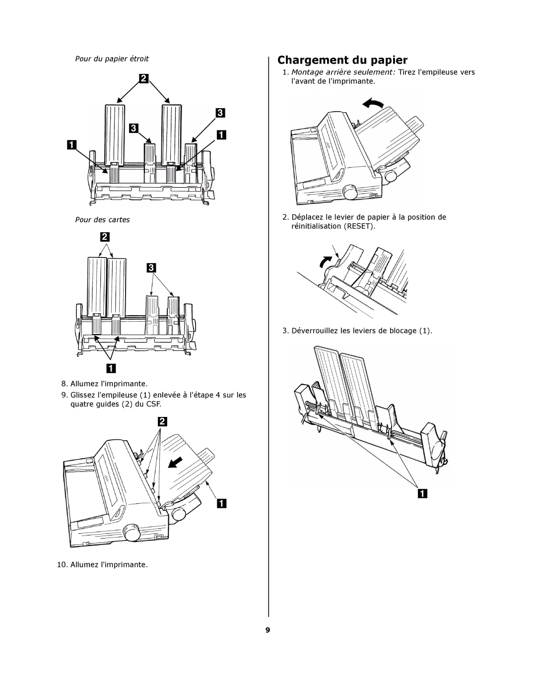 Oki ML8810n installation instructions Chargement du papier 