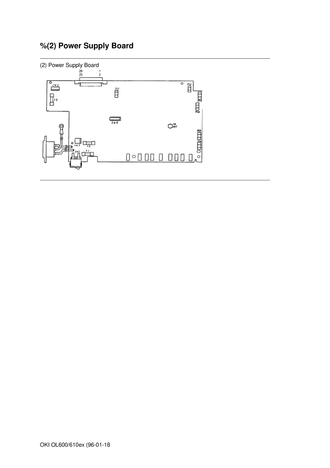 Oki OL610EPS, OL600E manual Power Supply Board OKI OL600/610ex 