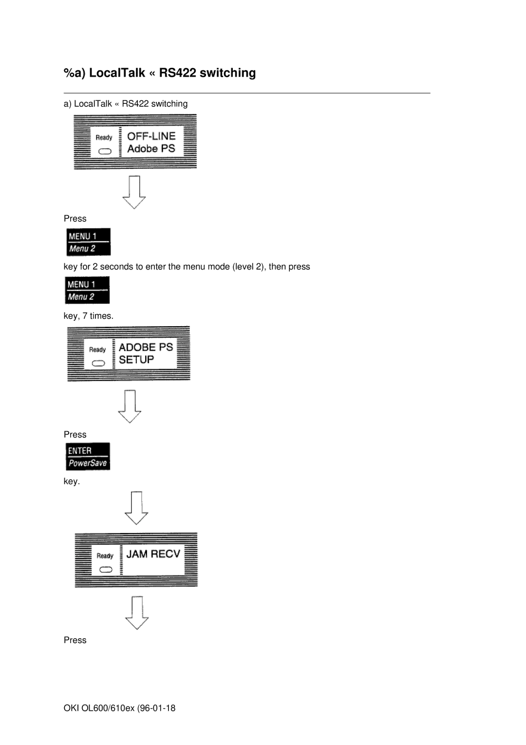 Oki OL610EPS, OL600E manual LocalTalk « RS422 switching 