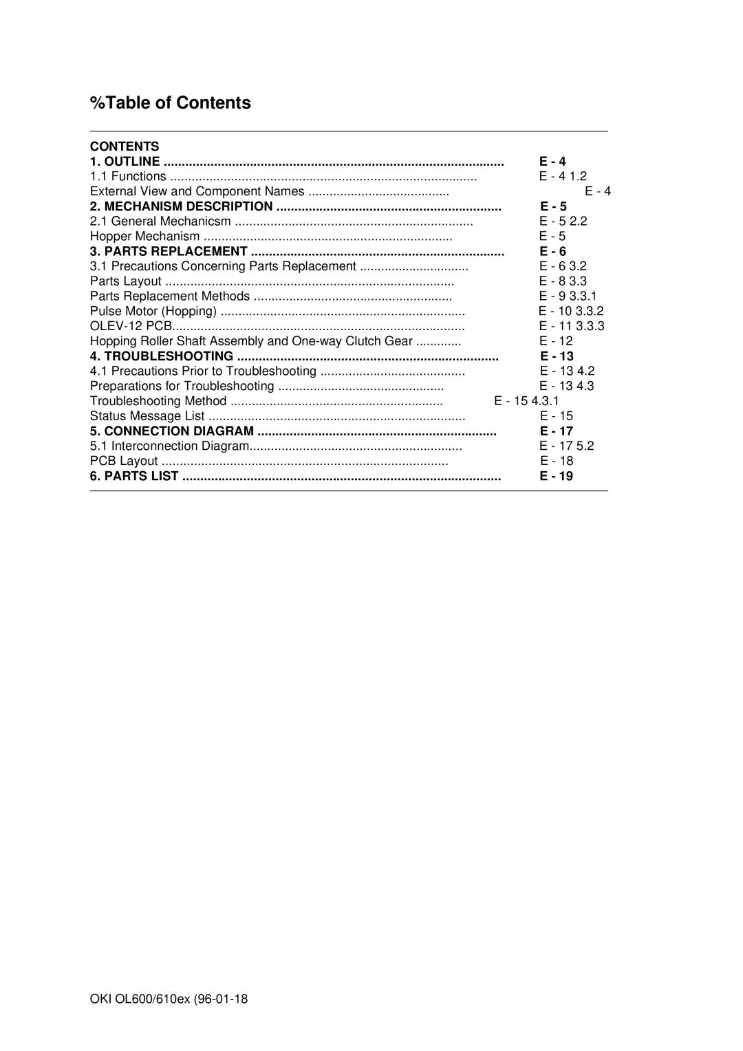 Oki OL600E, OL610EPS manual Contents 