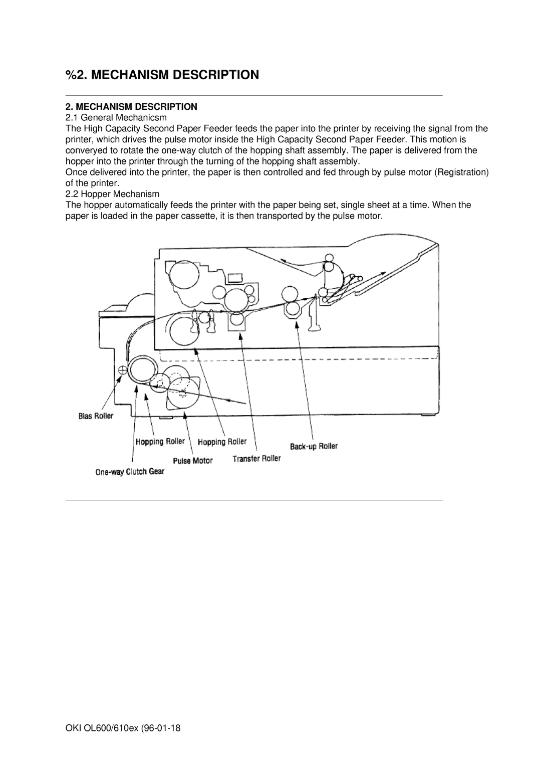 Oki OL610EPS, OL600E manual Mechanism Description 2.1 General Mechanicsm 