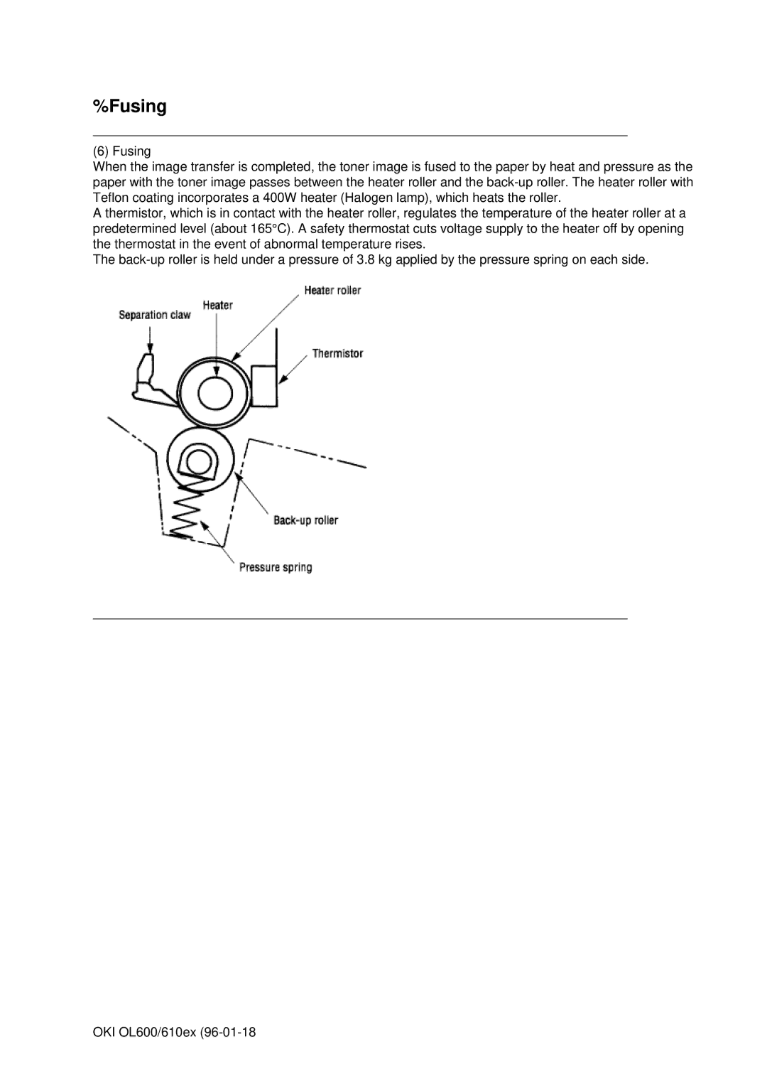 Oki OL610EPS, OL600E manual Fusing 