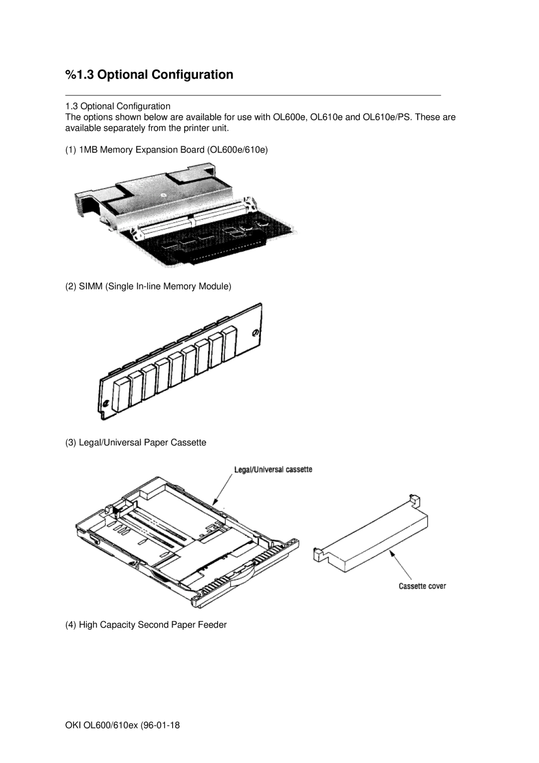 Oki OL600E, OL610EPS manual Optional Configuration 