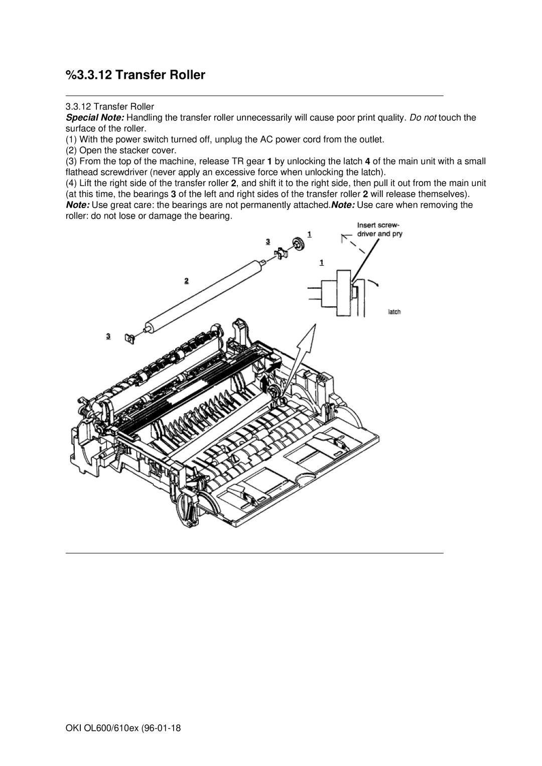 Oki OL600E, OL610EPS manual Transfer Roller 