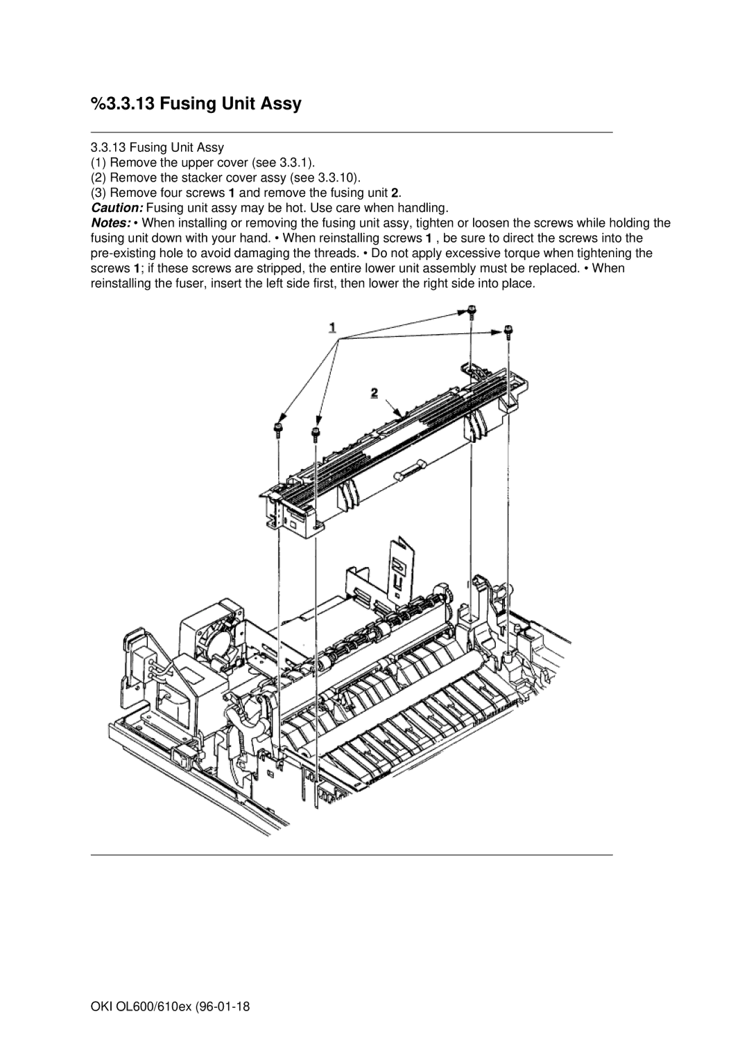 Oki OL610EPS, OL600E manual Fusing Unit Assy 