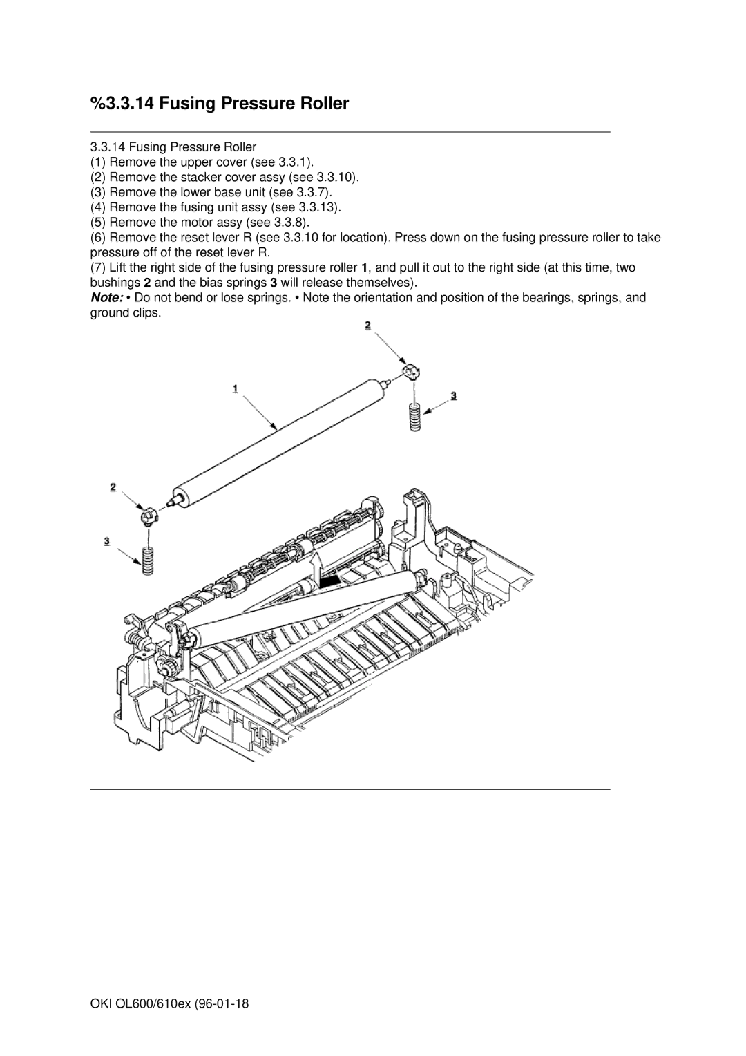 Oki OL610EPS, OL600E manual Fusing Pressure Roller 