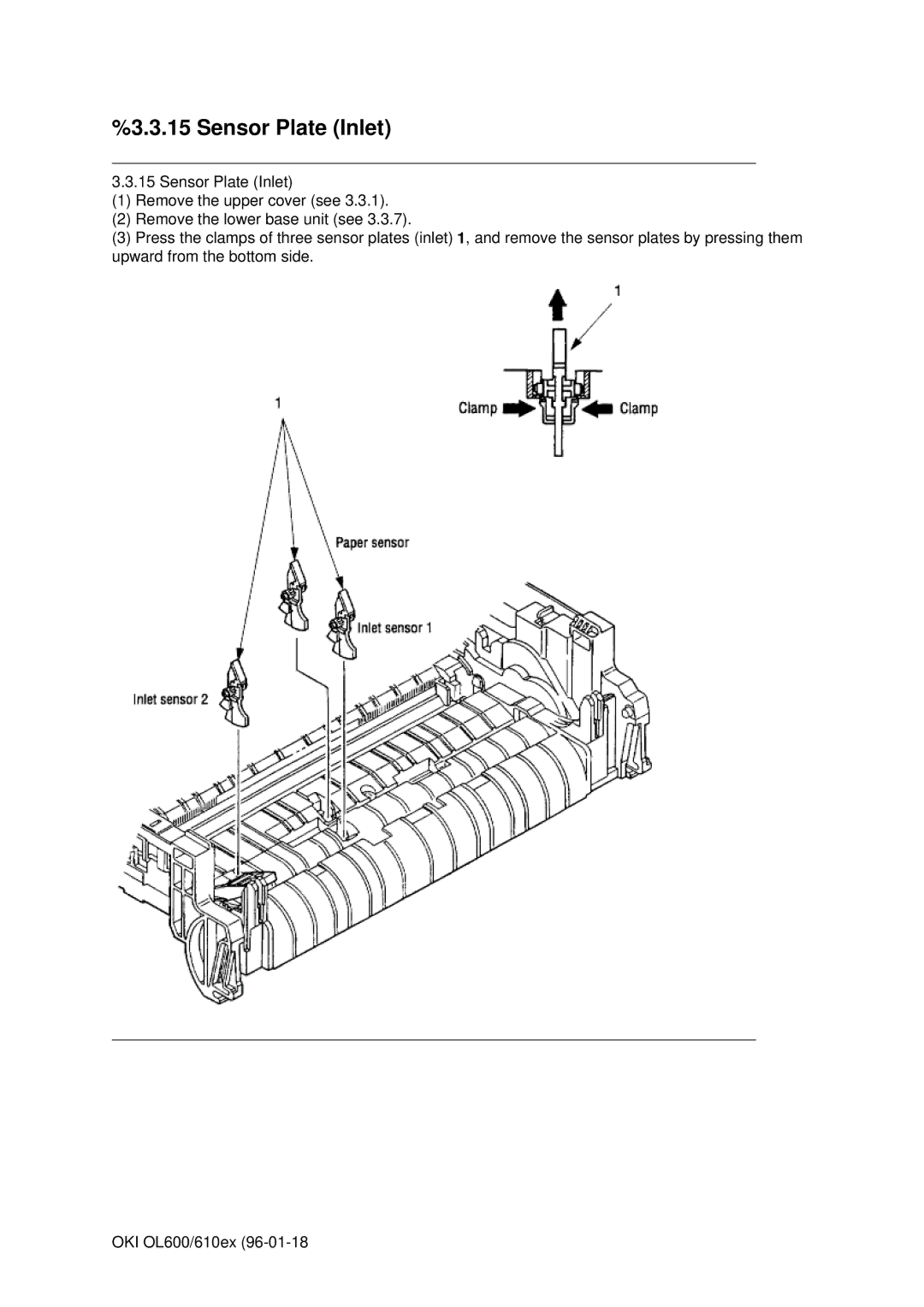 Oki OL600E, OL610EPS manual Sensor Plate Inlet 