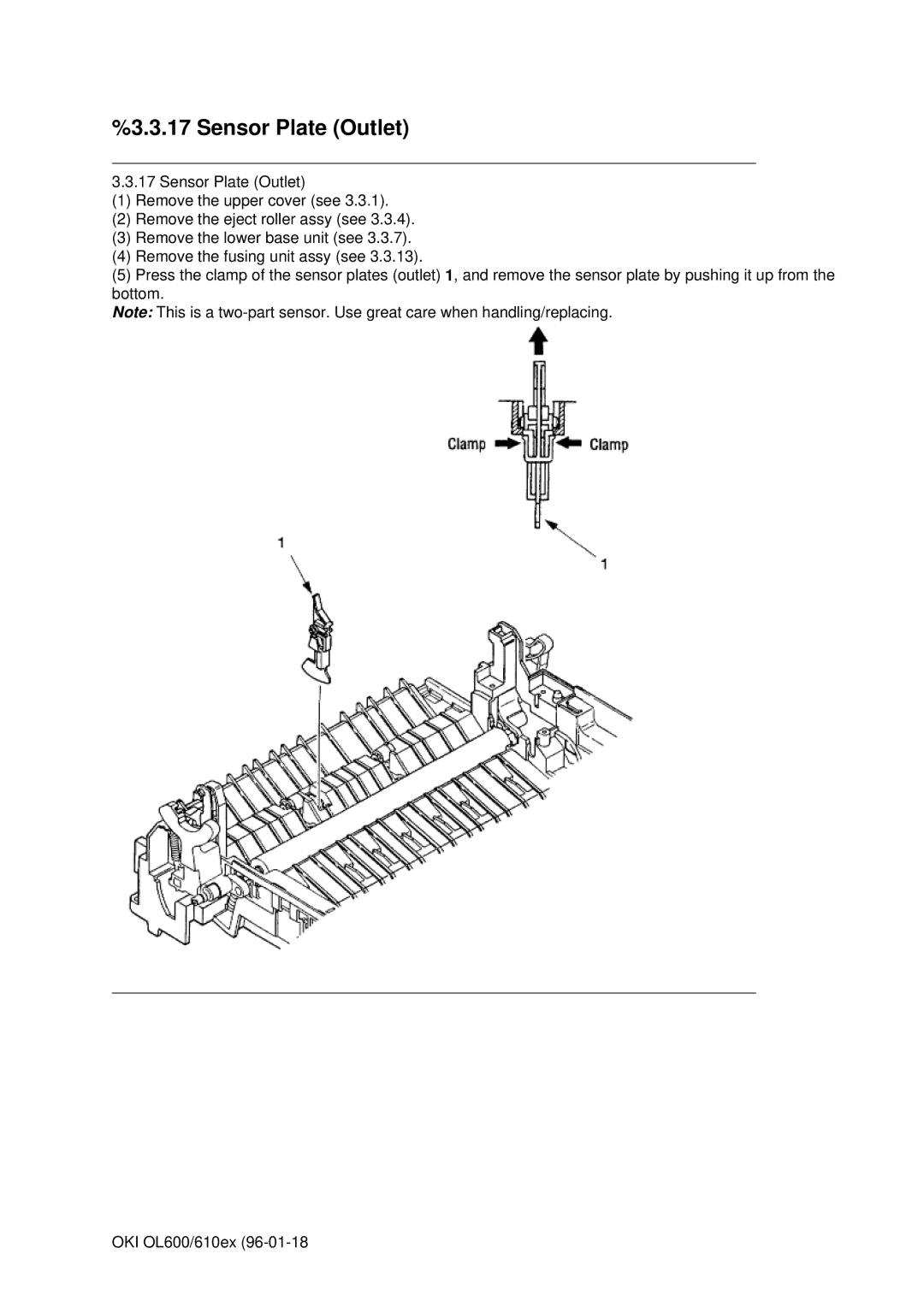 Oki OL610EPS, OL600E manual Sensor Plate Outlet 