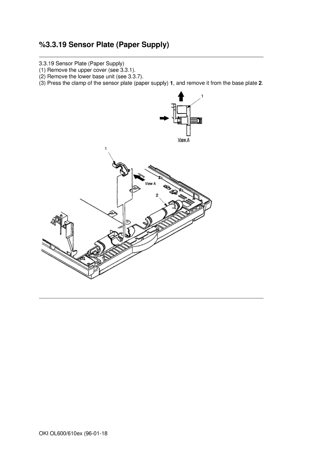 Oki OL610EPS, OL600E manual Sensor Plate Paper Supply 