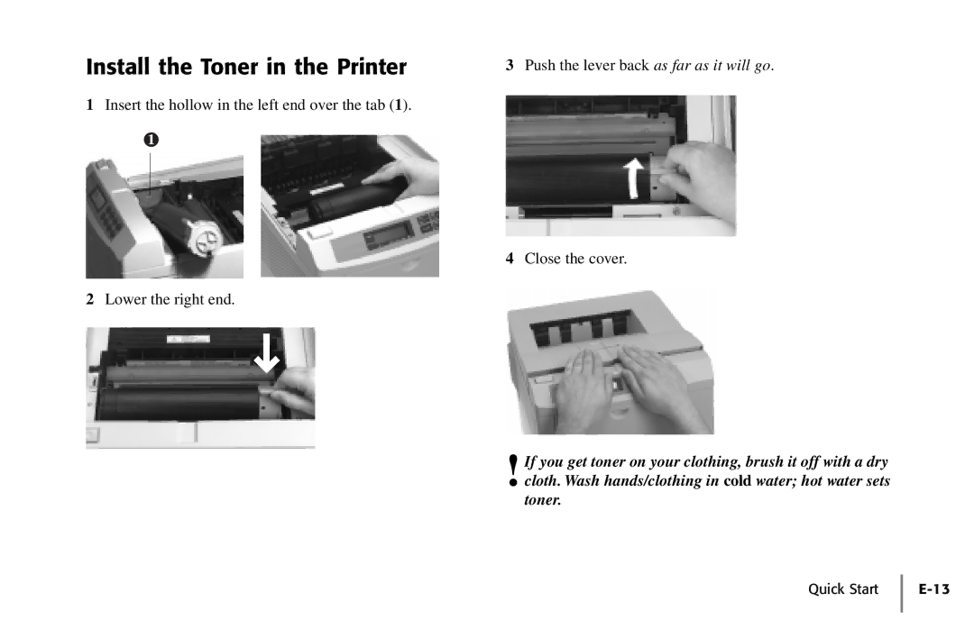 Oki PAGE 18 quick start Install the Toner in the Printer 