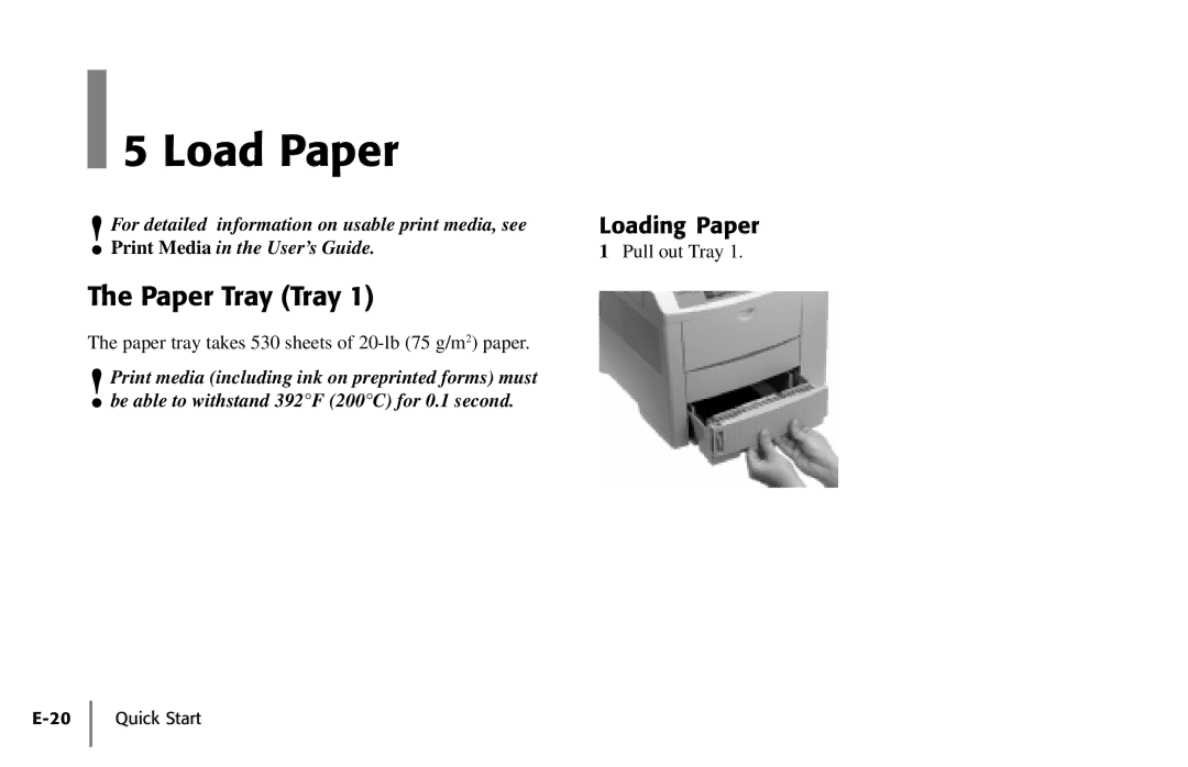 Oki PAGE 18 quick start Load Paper, Paper Tray Tray, Loading Paper 