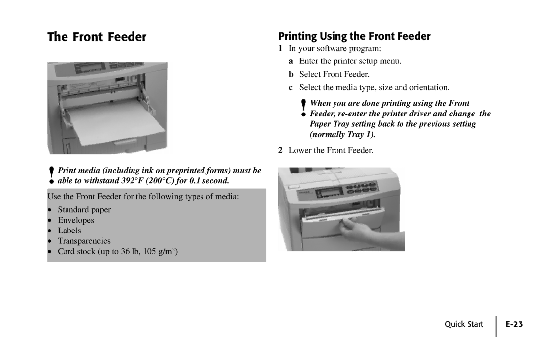 Oki PAGE 18 quick start Front Feeder 