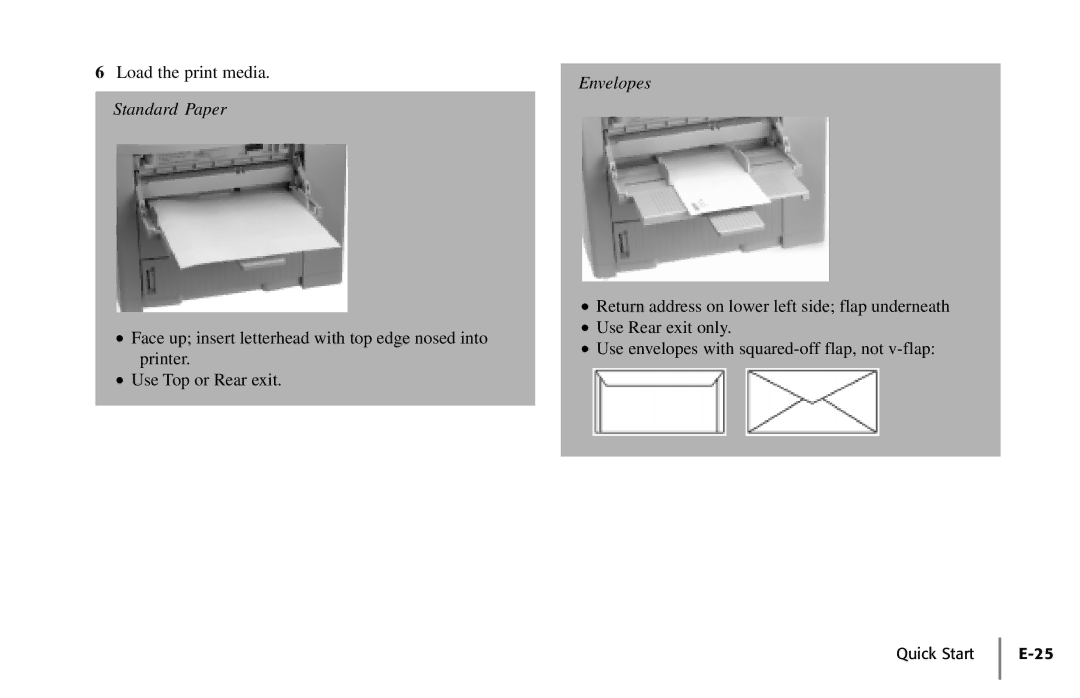 Oki PAGE 18 quick start Standard Paper, Envelopes 