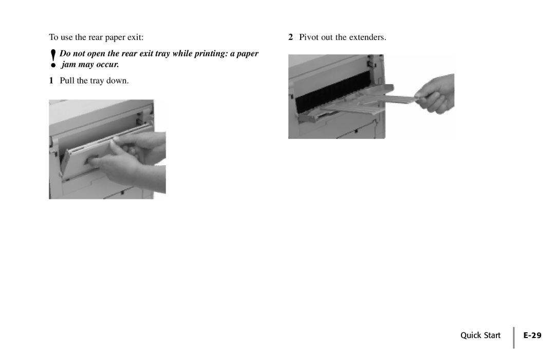 Oki PAGE 18 quick start To use the rear paper exit Pivot out the extenders 