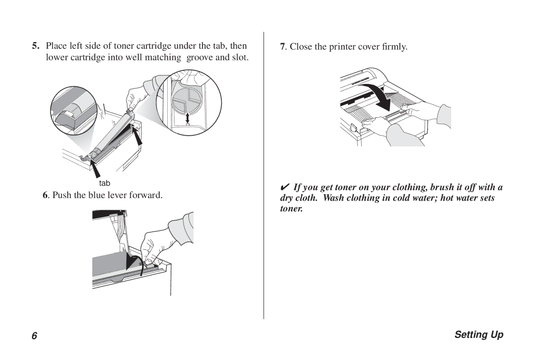 Oki PAGE 6E manual Push the blue lever forward 