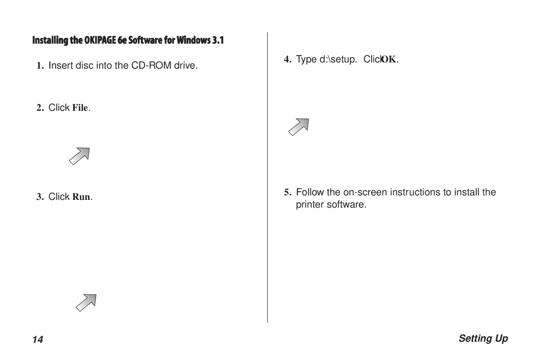 Oki PAGE 6E manual Installing the Okipage 6e Software for Windows 