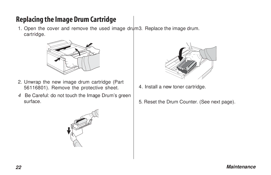 Oki PAGE 6E manual Replacing the Image Drum Cartridge 