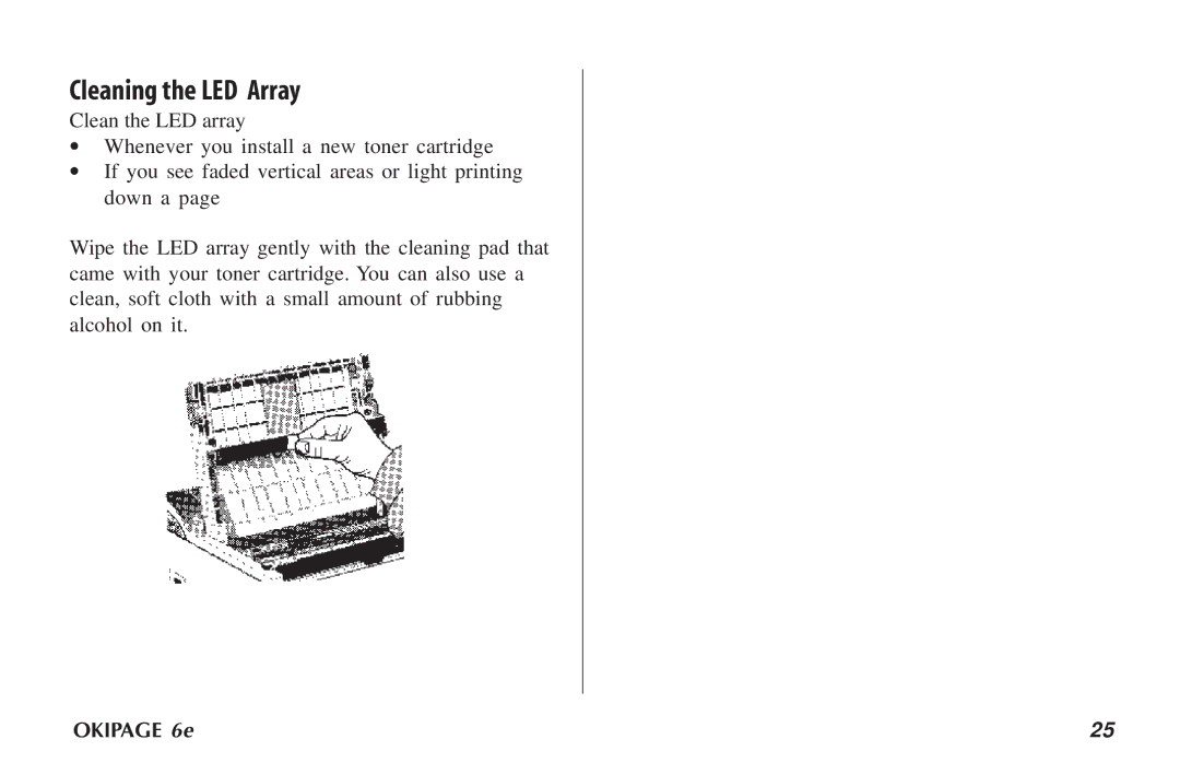 Oki PAGE 6E manual Cleaning the LED Array 