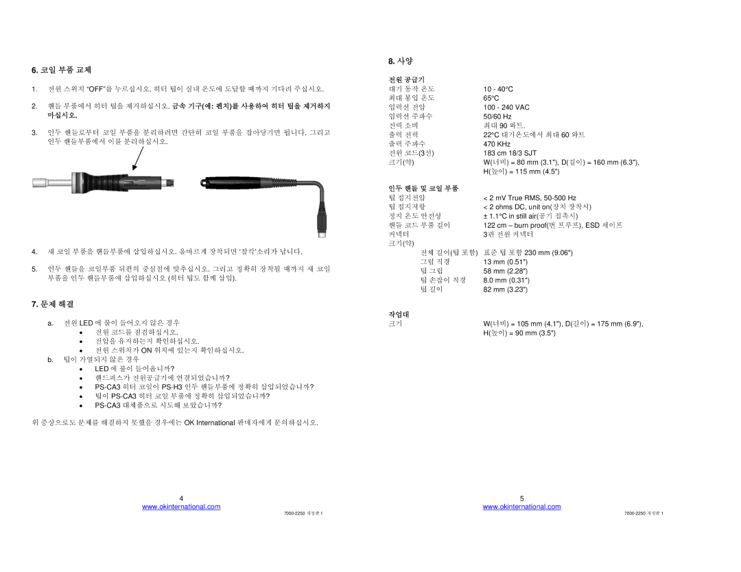 Oki PS-900 manual 코일 부품 교체, 문제 해결 