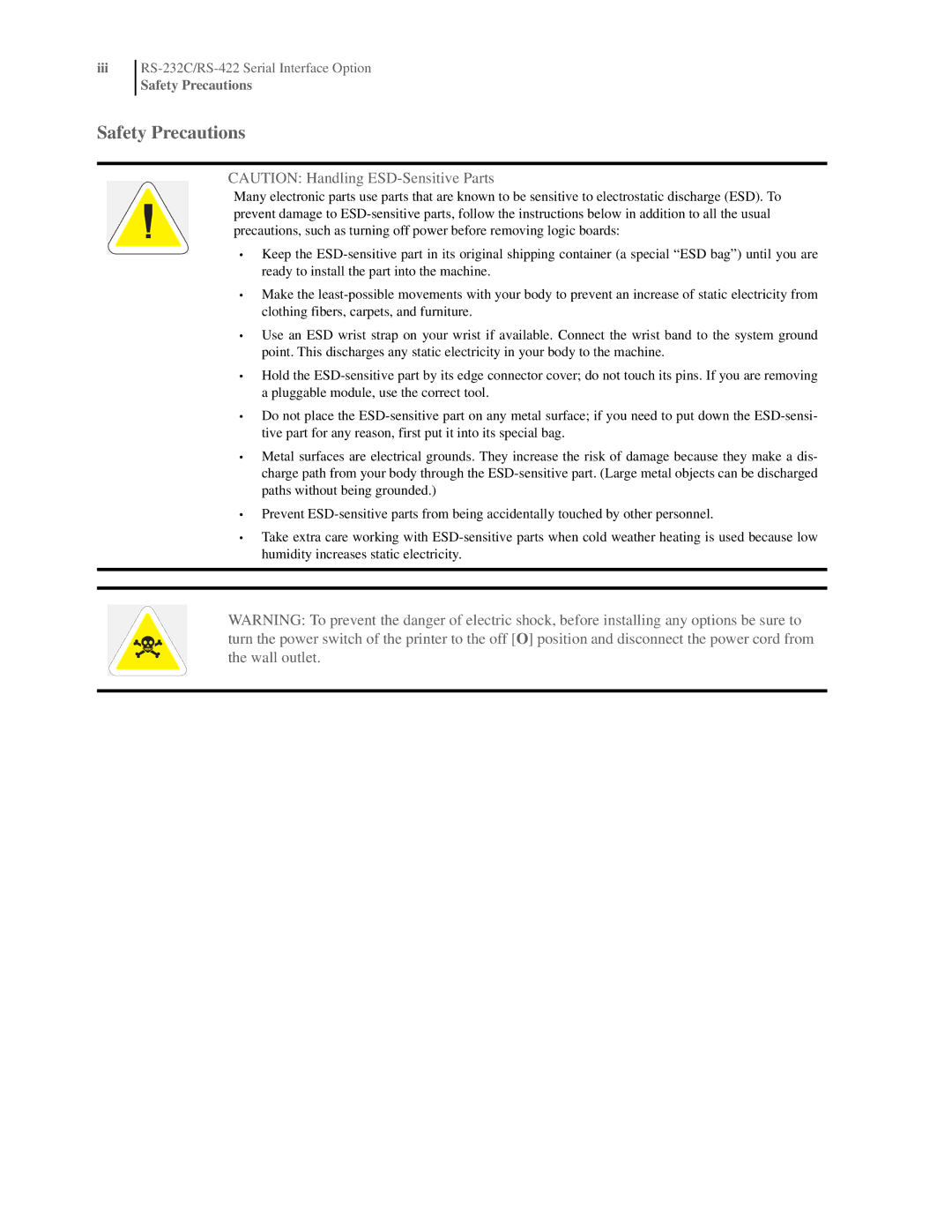 Oki RS-422 manual Safety Precautions 