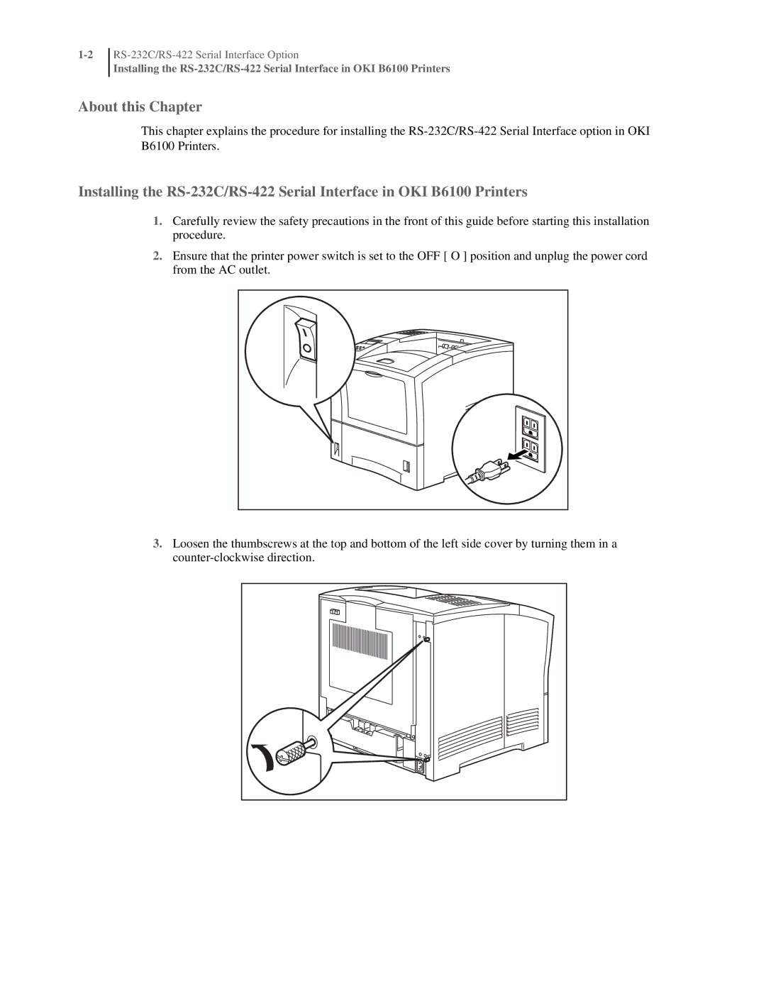 Oki RS-422 manual About this Chapter 