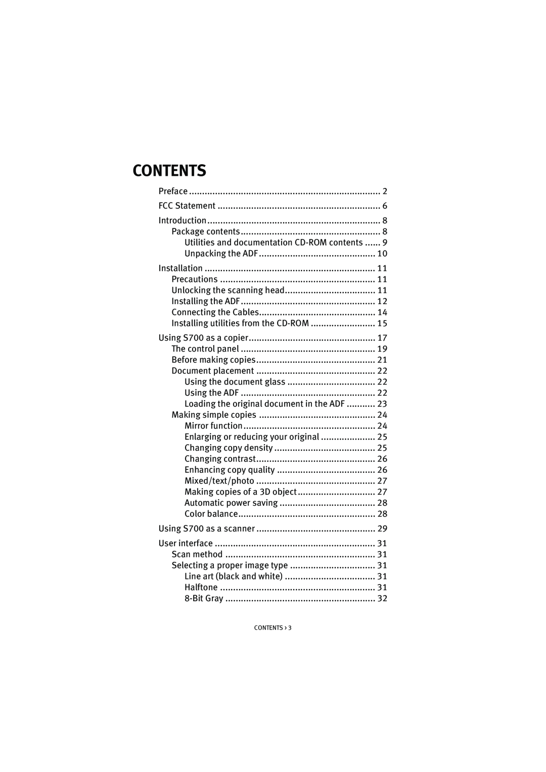 Oki S700 manual Contents 
