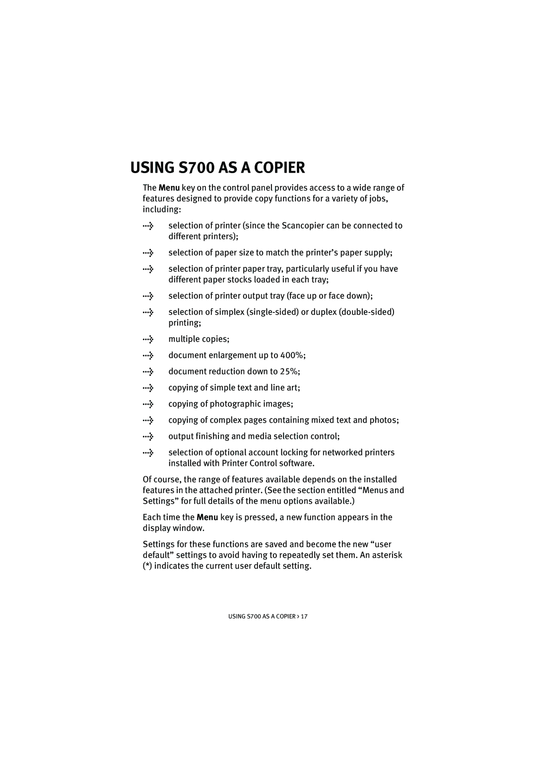 Oki manual Using S700 AS a Copier 