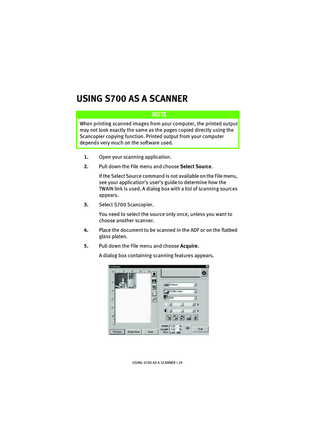 Oki manual Using S700 AS a Scanner 