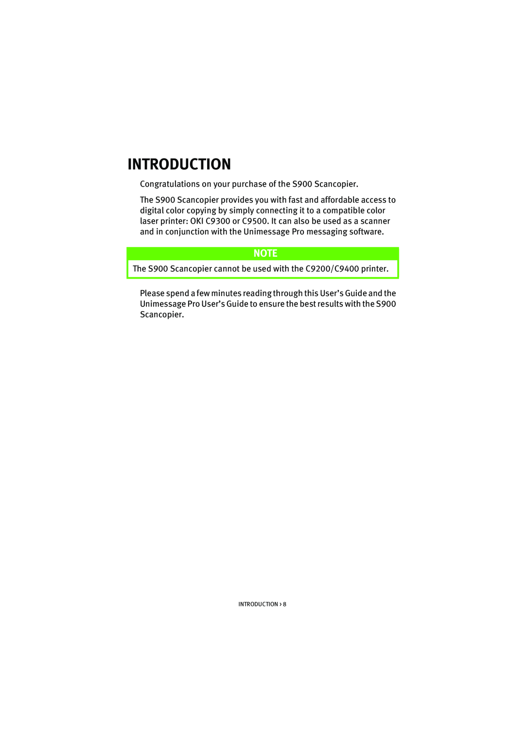 Oki S900 manual Introduction 