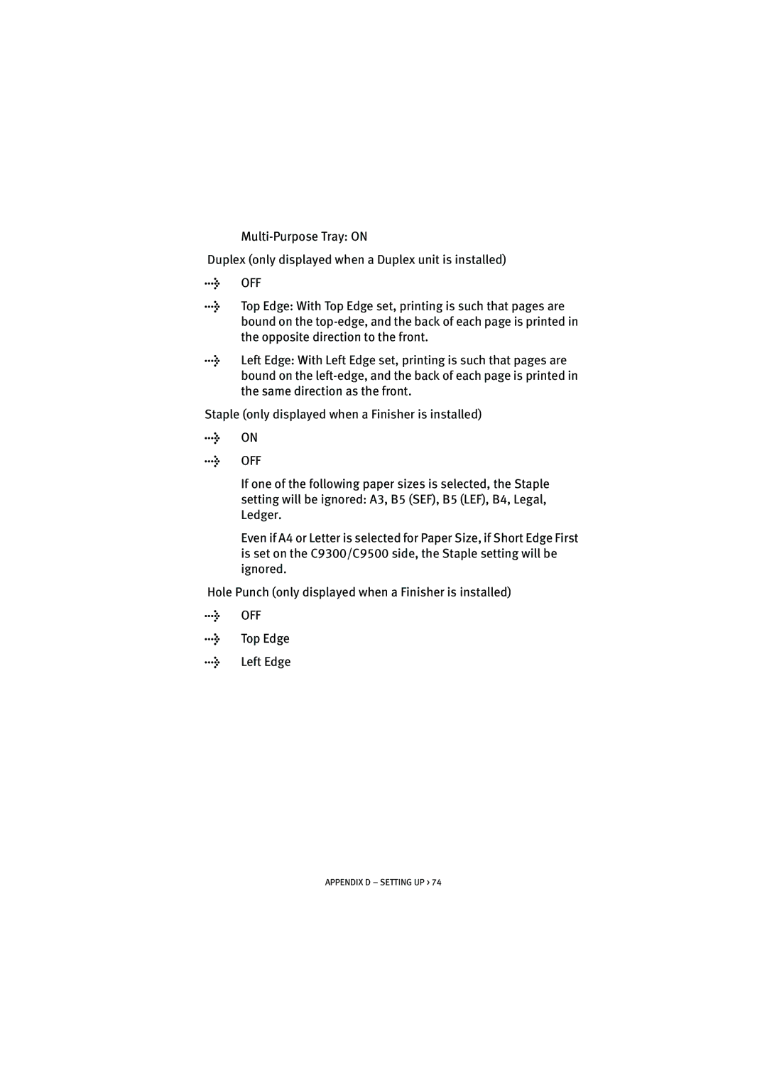 Oki S900 manual Appendix D Setting UP 